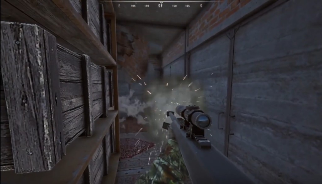 Deadside sniper fight in a warehouse corridor